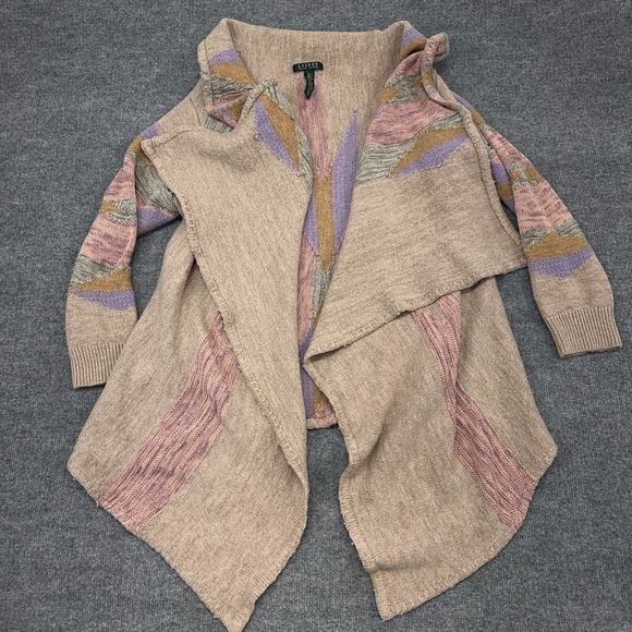 Ralph Lauren Open Cardigan Womens 2X Plus Merino Wool Blend Aztec Southwest